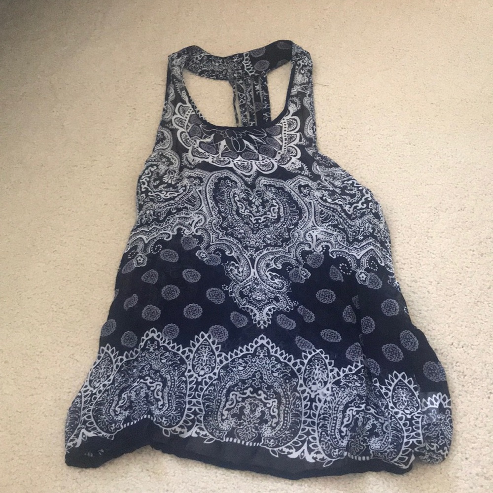 Navy paisley tank top